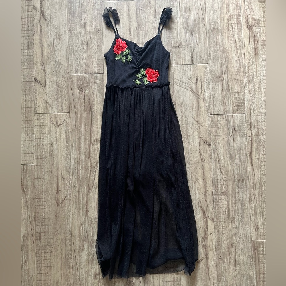 Honey and Rosie Rose Embroidered Long Dress - Picture 8 of 14